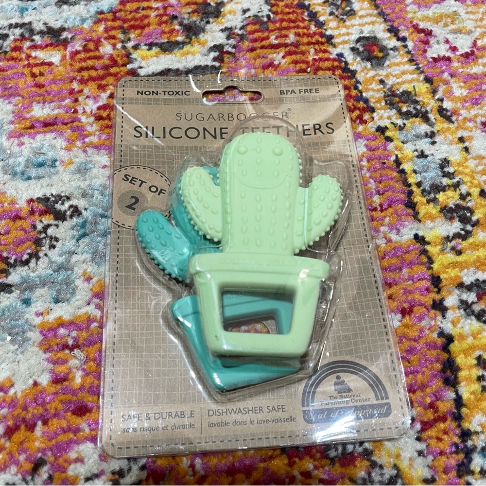 NWT SUGARBOOGER Green and Blue Silicone Cactus Phone Holder